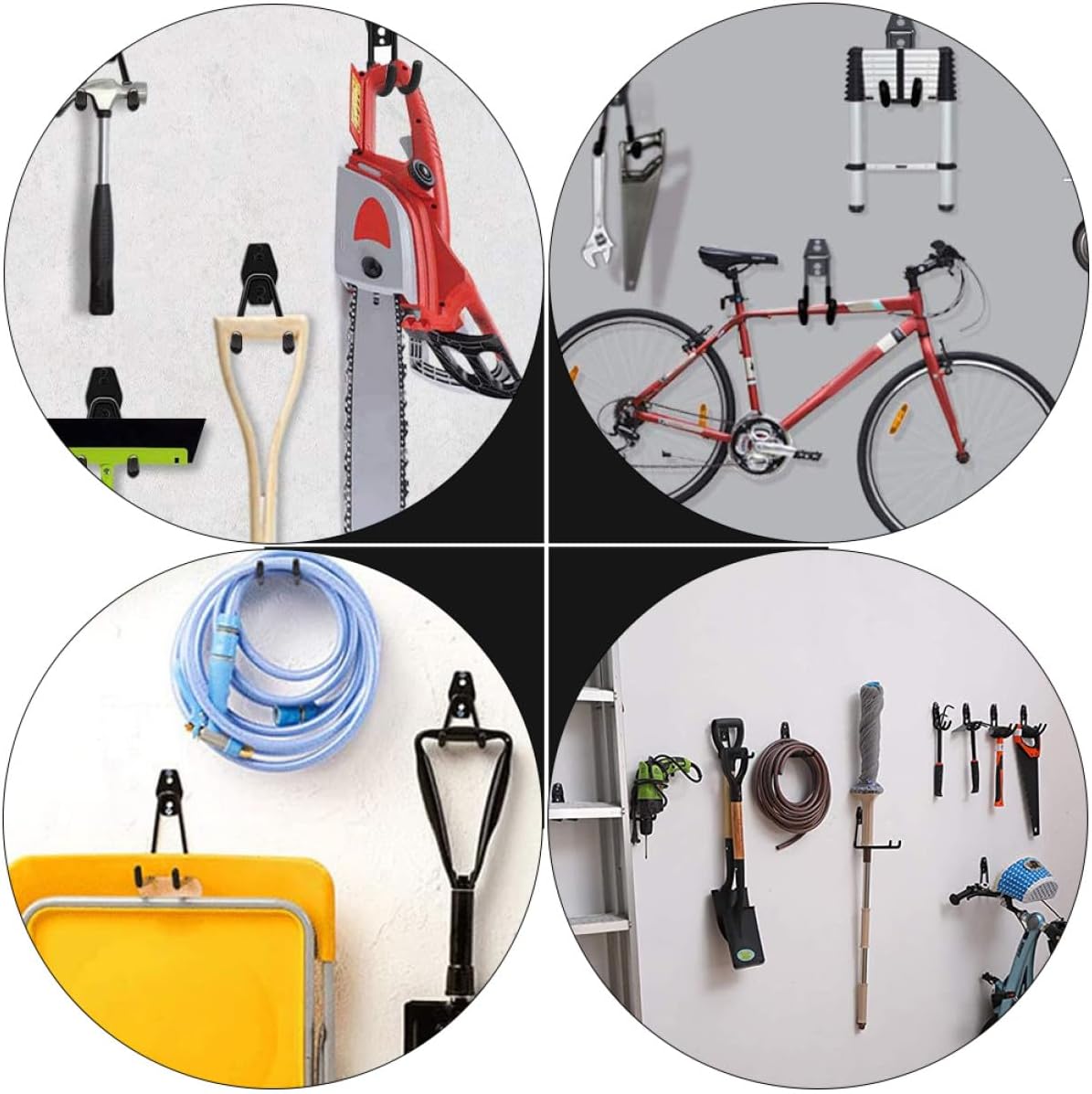  Gatuida 2 Pièces Crochet Mural Lourd Support Robuste Pour Garage Et Atelier Crochet De Rangement Suspendu Pour Outils Lourds Jardin Cave Noir Petite Courbure