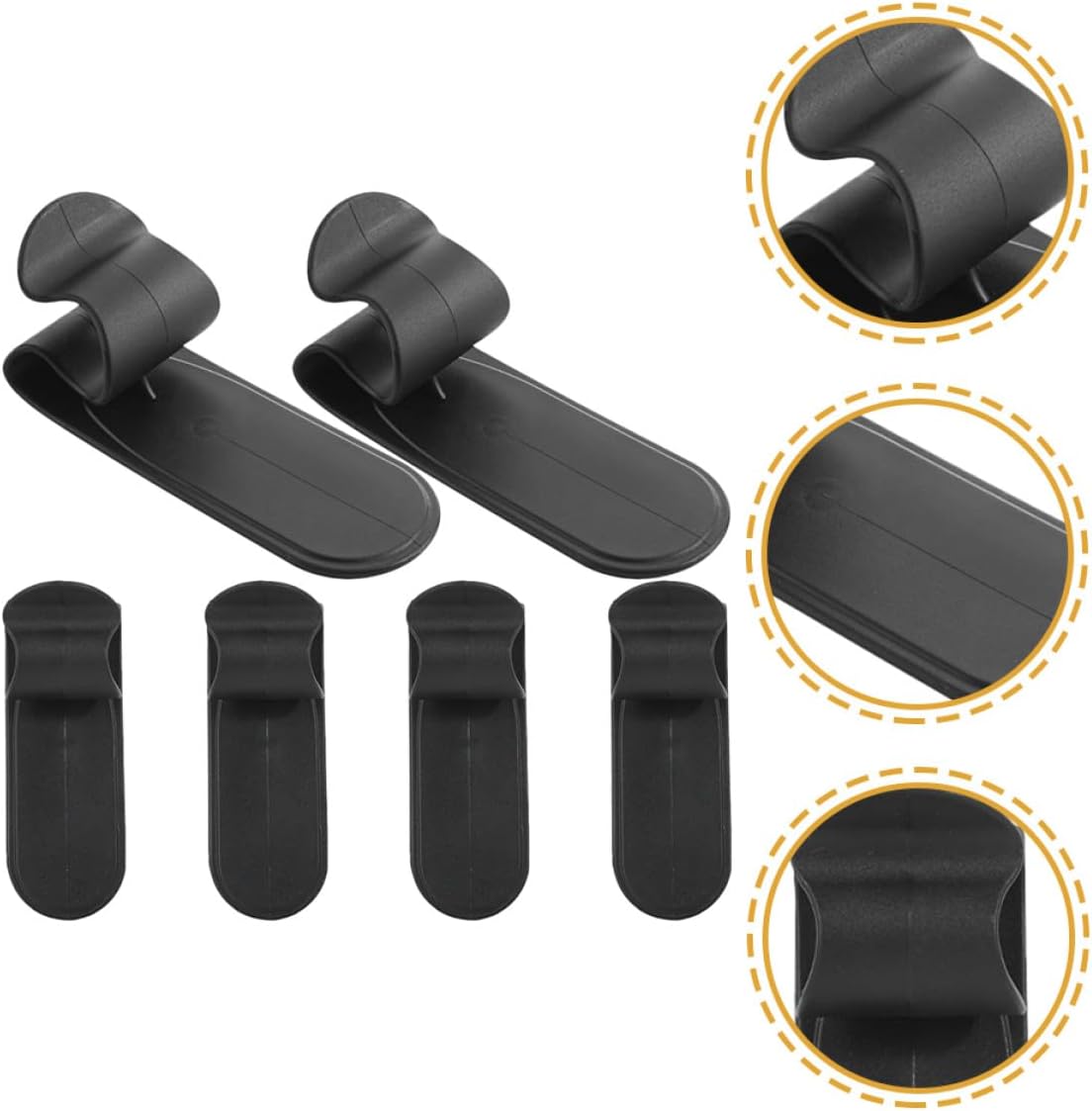  Ciieeo Lot De 6 Crochets Adhésifs Muraux En Plastique Noir Coins Arrondis Pour Suspendre Paquet Et Petits Objets, Montage Sans Perçage, Pour Usage Quotidien Et Derrière Les Portes