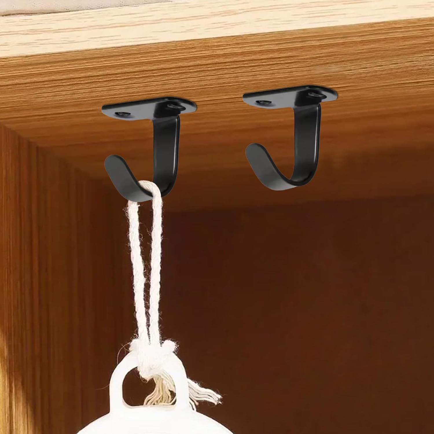 GENERIC Pendentifs Sous L'étagère - Organisateur Solide Et Durable 5 Pièces Sans Perçage - Pendentifs De Tasse Sous étagère Et Crochets à Serviette, Pour Sac à Dos Clés, Parapluie, Outils Accessoires Cuisine