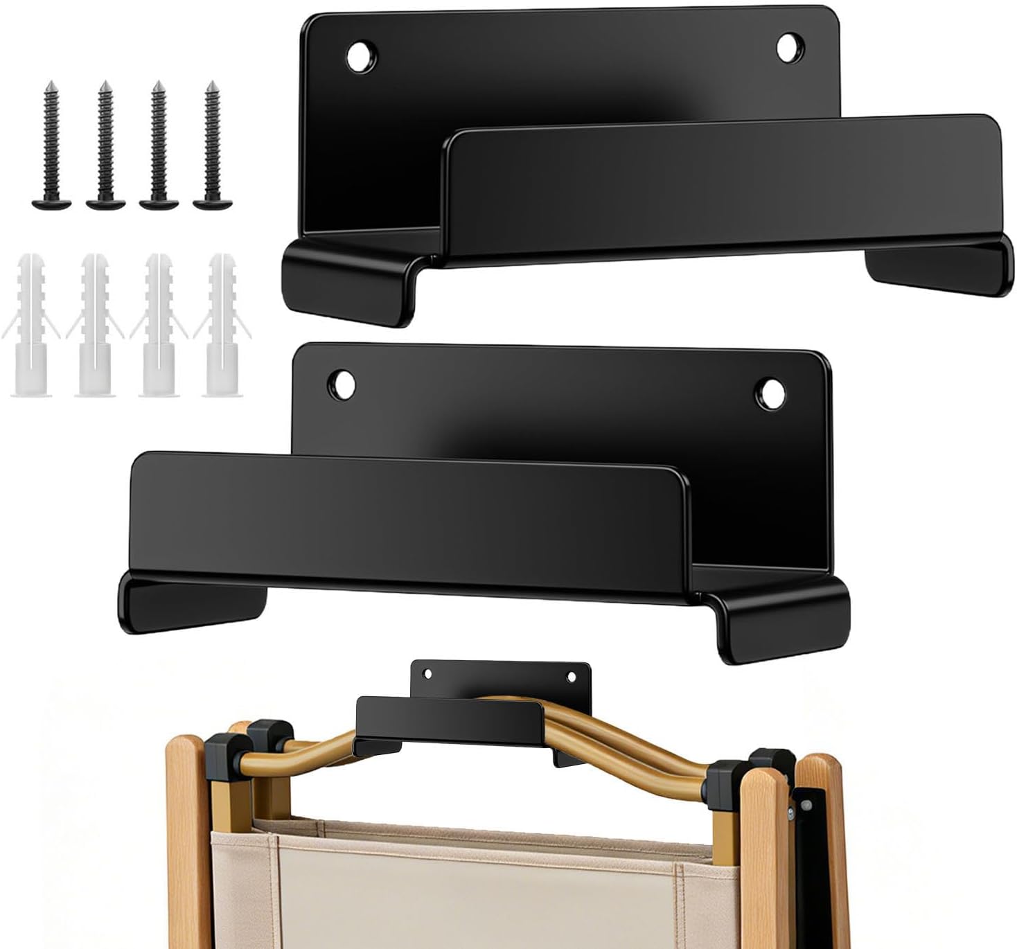  Support Mural D'échelle,avec Vis, Fixation Murale En Acier, Gain De Place | Support En Métal Pour échelle, Rangement Atelier - Pour Béton, Bois, Chaise, Meubles, Outils, Maison, Abri, Atelier,