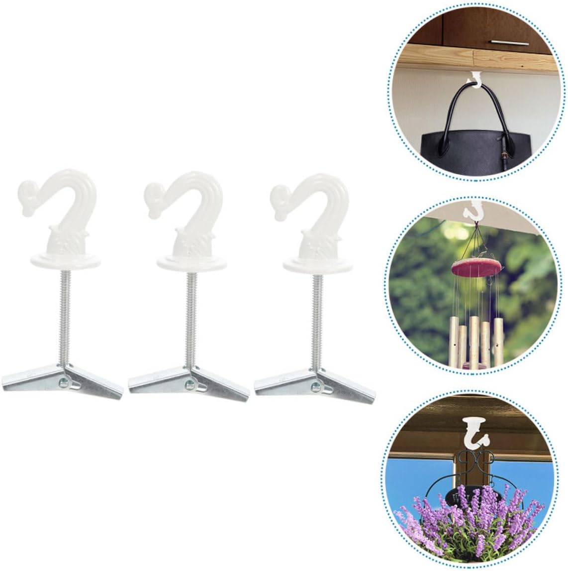  Cabilock Crochets De Plafond Pliables Pour Suspendre Lanternes Et Décorations Lot De 3 En Alliage De Zinc Blanc Supporte Objets Lourds Pour Entrepôt Et Boutique