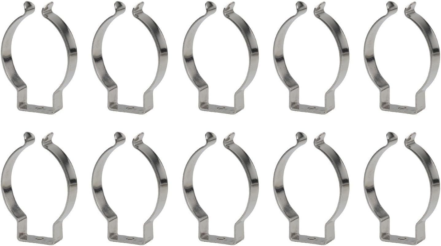  Lot De 10 Pinces à Ressort à Ressort En Acier Au Manganèse Très Résistantes Pour Garage, Atelier, Rangement De Tuyaux, Balais, Brosses Et Râteaux, Argenté (52 Mm)