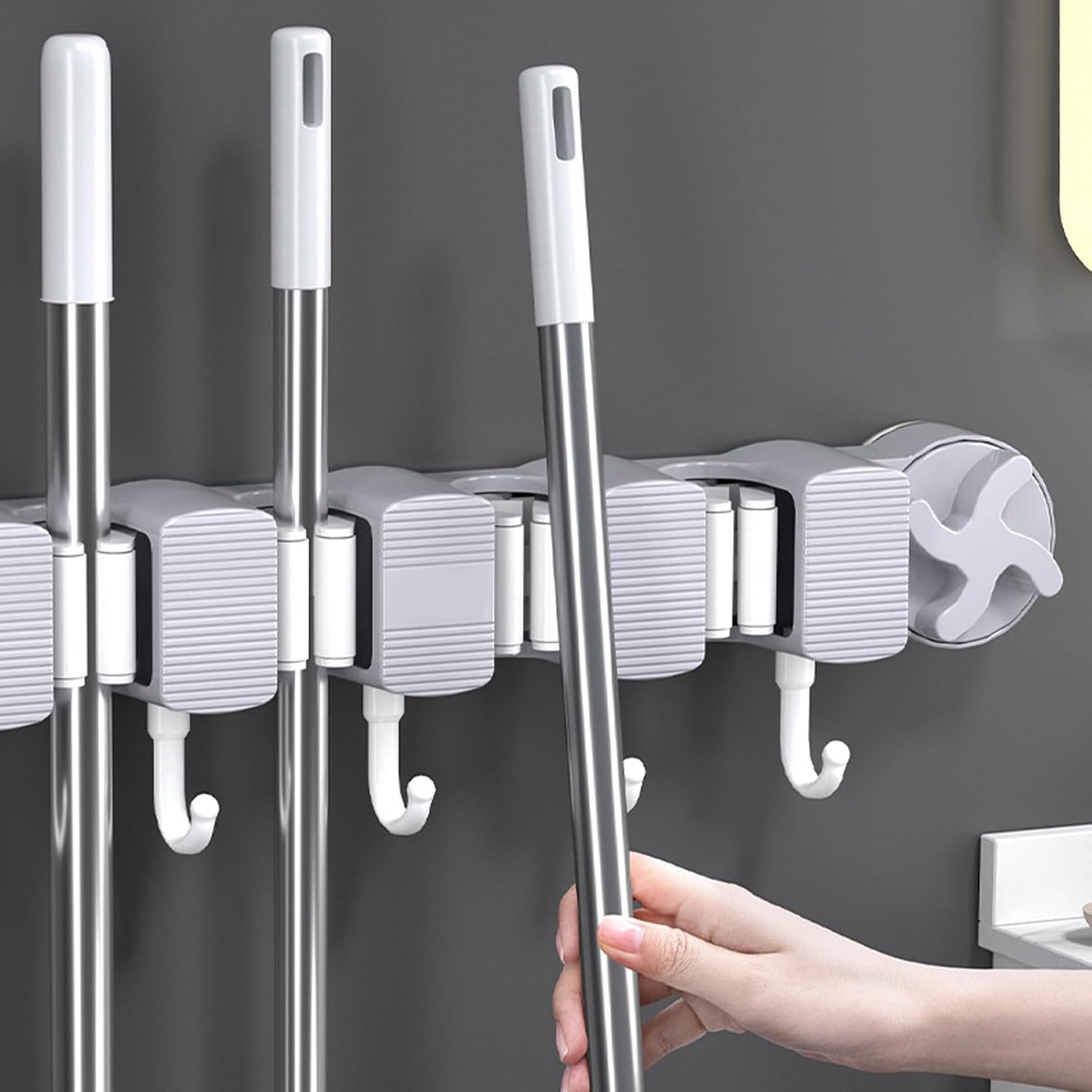  Generisch Support Mural Pour Serpillère | Support Mural à Ventouse Pour Garage | Porte-outils Organisation Ménager Accessoires De Nettoyage Garage Pelle Torchon Gants Brosse