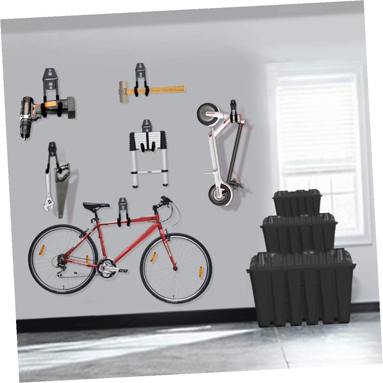  Gatuida 2 Pièces Crochet Mural Lourd Support Robuste Pour Garage Et Atelier Crochet De Rangement Suspendu Pour Outils Lourds Jardin Cave Noir Petite Courbure