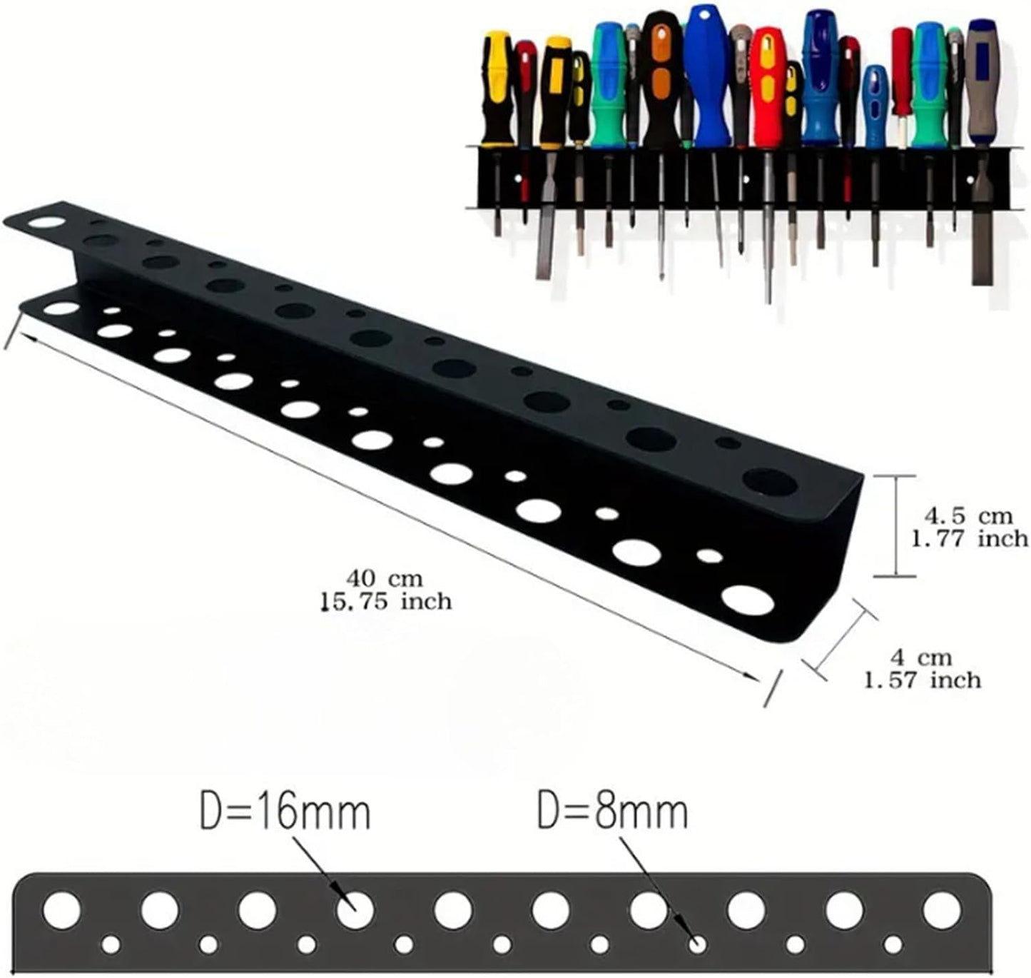  Support De Tournevis - Support Mural - Organisateur D'outils Peu Encombrant - Rangement Multifonction Pour Clés à Molette, Rallonges, Cliquets, Pinces, Design Stable Et Facile D'accès