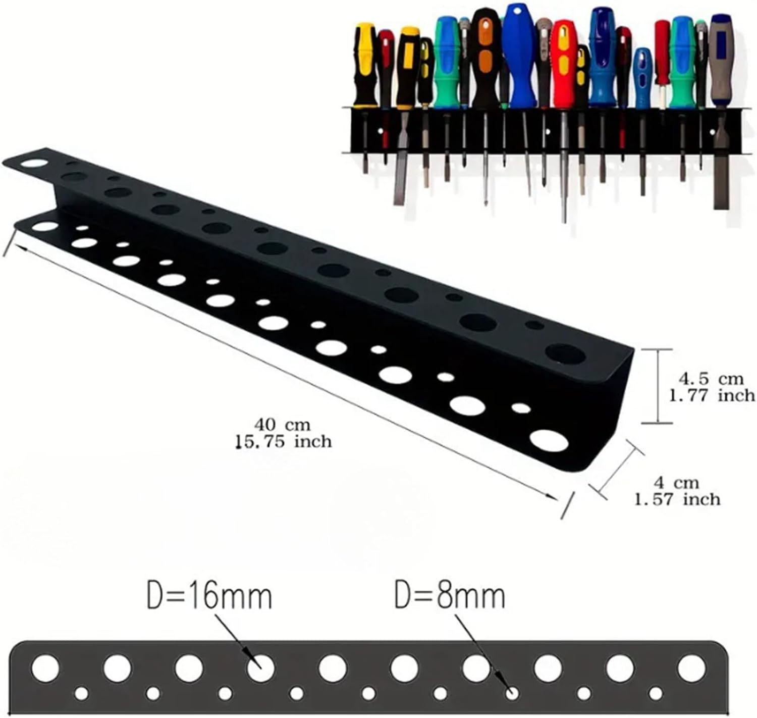  Support De Tournevis - Support Mural - Organisateur D'outils Peu Encombrant - Rangement Multifonction Pour Clés à Molette, Rallonges, Cliquets, Pinces, Design Stable Et Facile D'accès