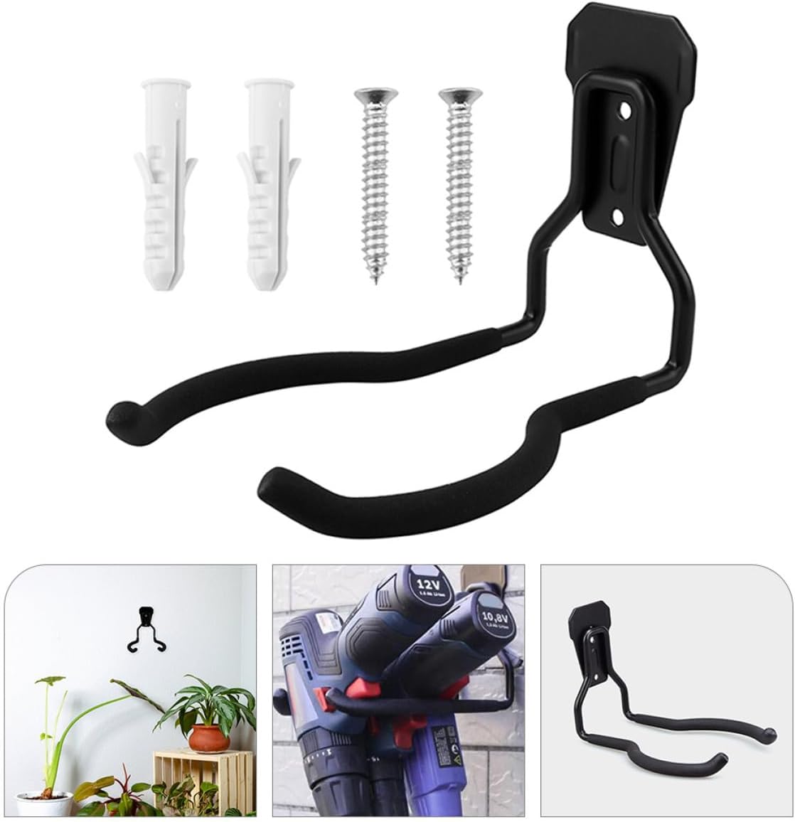  Toyvian Crochet Mural Utilitaire Lourd Pour Garage Support Résistant Pour Outils Électriques Rangement Suspendu Pour Vélos Jardin Et Atelier Kit Installation Inclus