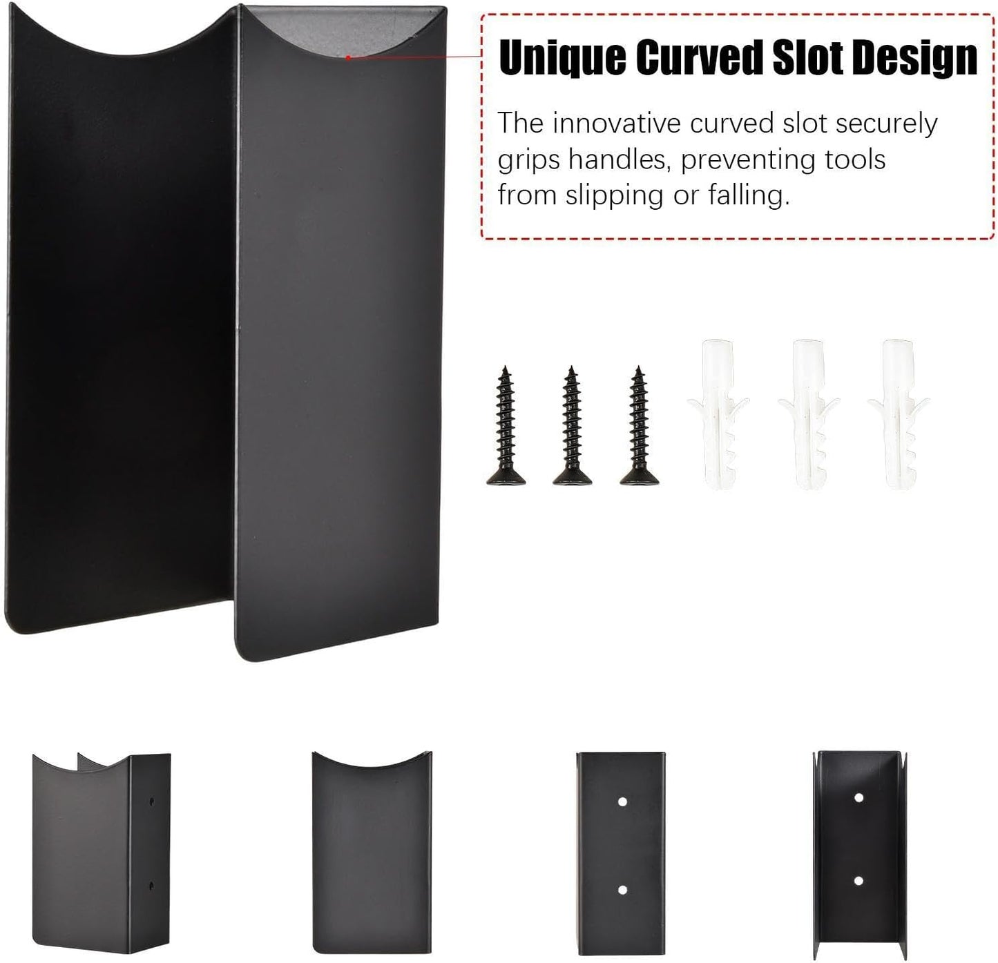  Générique Support Mural Pour Balai | Lot De 2 Supports En Acier Antidérapants - Rack De Rangement Pour Garage | Pour Maison Sous-sol Atelier Jardin Pelouse Cour Extérieur Camping-car Camion
