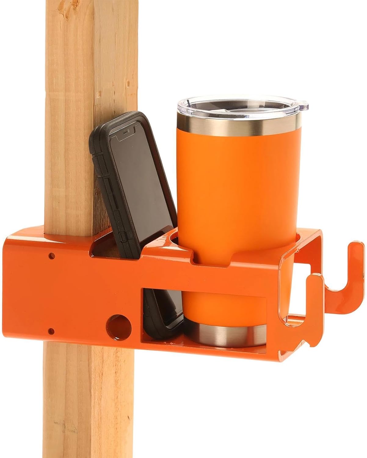  Heavy Duty Jobsite Storage Rack, Professional Tool Organizer, 10.5 Inches Bracket With Utility Hooks, High Capacity Phone Slot, Workshop Accessory With Rugged Style Tool For Construction Site Garage