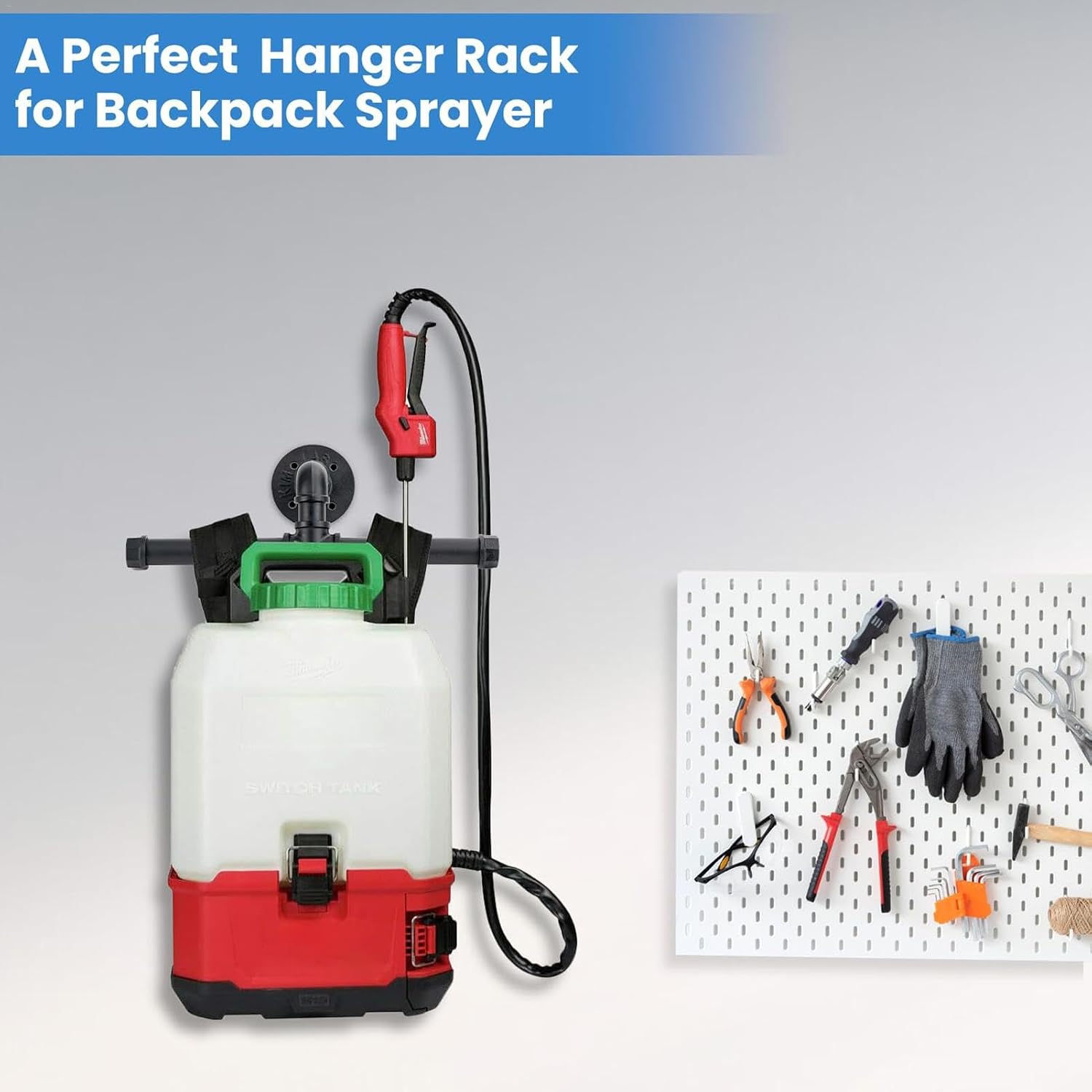  Cintre Pulvérisateur à Dos – Rangement Mural Robuste Pour Outils De Garage, Organisateur Peu Encombrant Pour Souffleur De Feuilles Et Tuyaux Industriels, Améliore L'efficacité Du Garage, Organiseur De