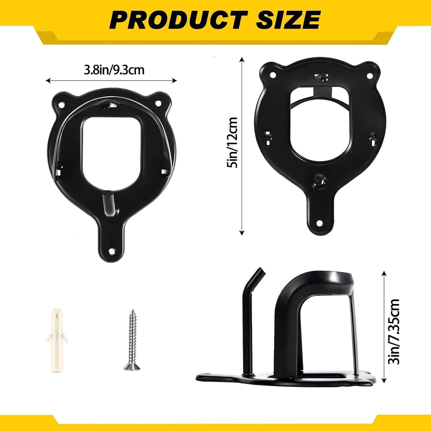  Lot De 12 Attaches En Fer Pour Une Organisation Stable Et Garage Avec Matériel De Montage - Finition Mate Permanente Contre L'oxydation Pour Un Rangement Flexible - Fixations D'entrée - Matériel De