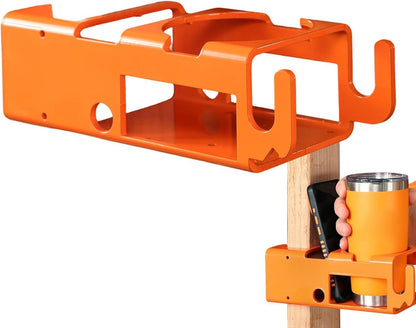  Heavy Duty Jobsite Storage Rack, Professional Tool Organizer, 10.5 Inches Bracket With Utility Hooks, High Capacity Phone Slot, Workshop Accessory With Rugged Style Tool For Construction Site Garage
