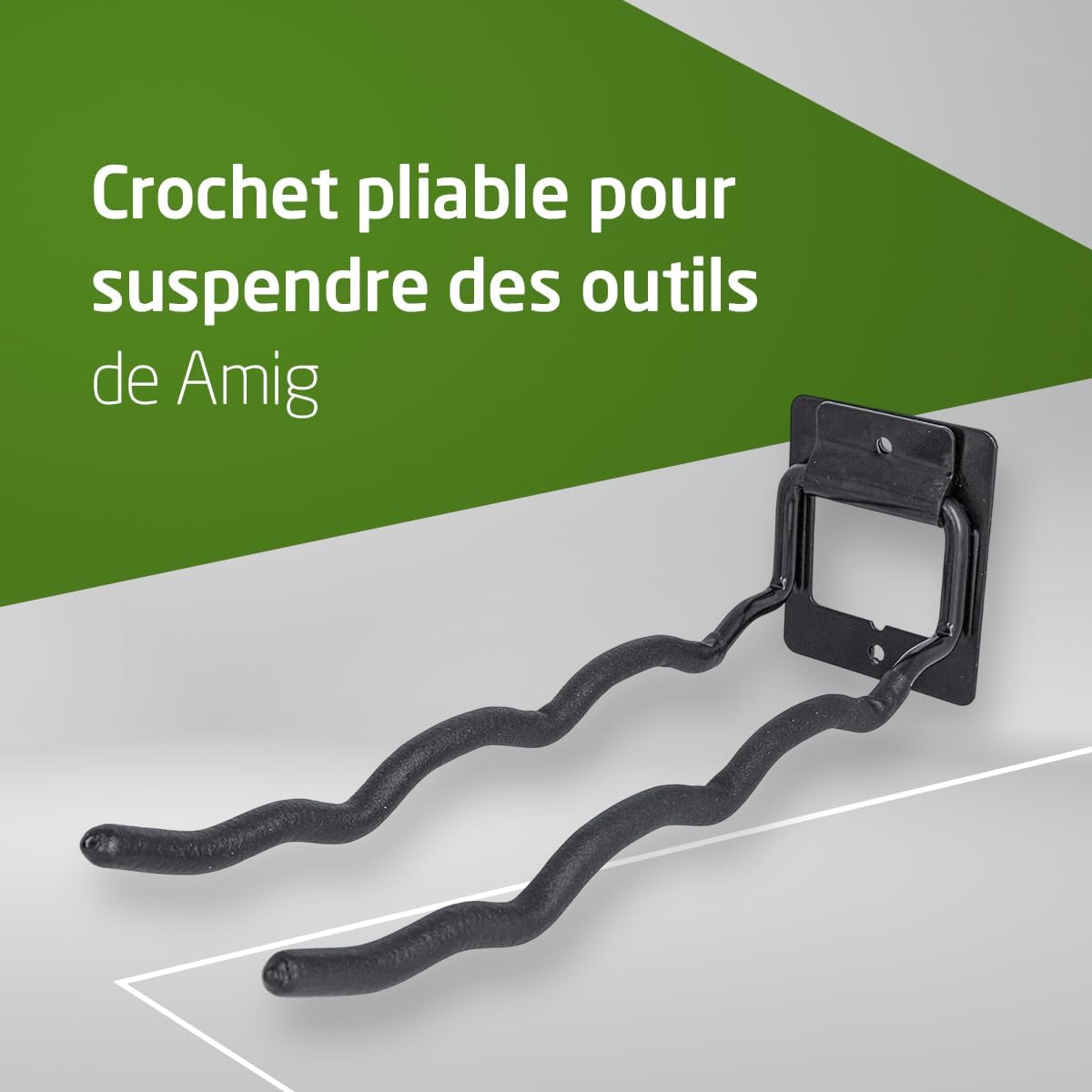  Amig - Crochet Pour Accrocher Outils - Support à Montage Mural - Acier Galvanisé - Revêtement En Caoutchouc Antidérapant - Capacité De Charge 15kg - Idéal Pour Vélos Et Outils De Jardin