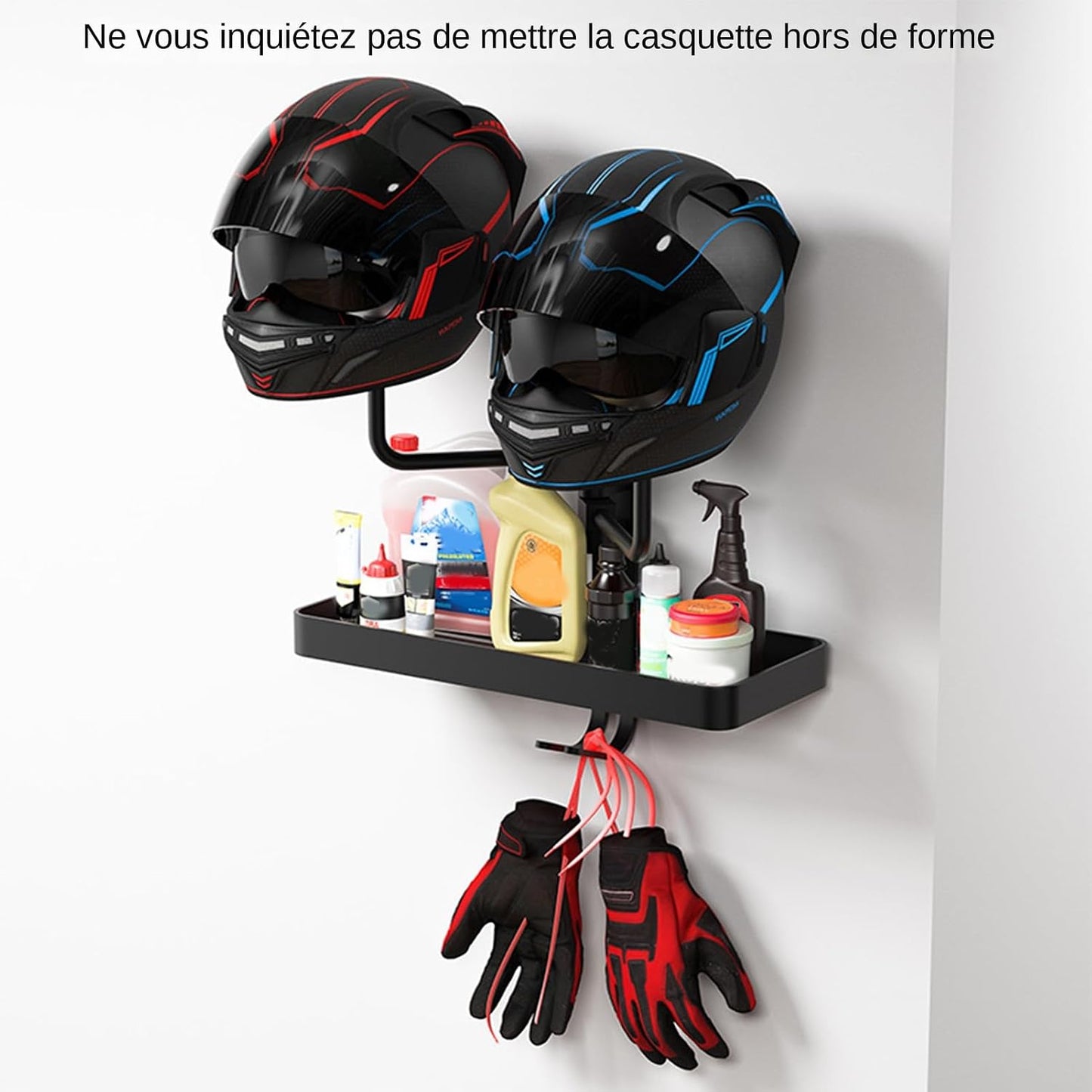 Motorcycle Safety Hat Holder, Motorcycle Safety Hat Stand, Safety Hat Rack Wall Mount, Motorcycle Gear Storage, Helmet And Gloves Holder, Motorcycle Gear Organizer With Wall Mount For Safety Hats