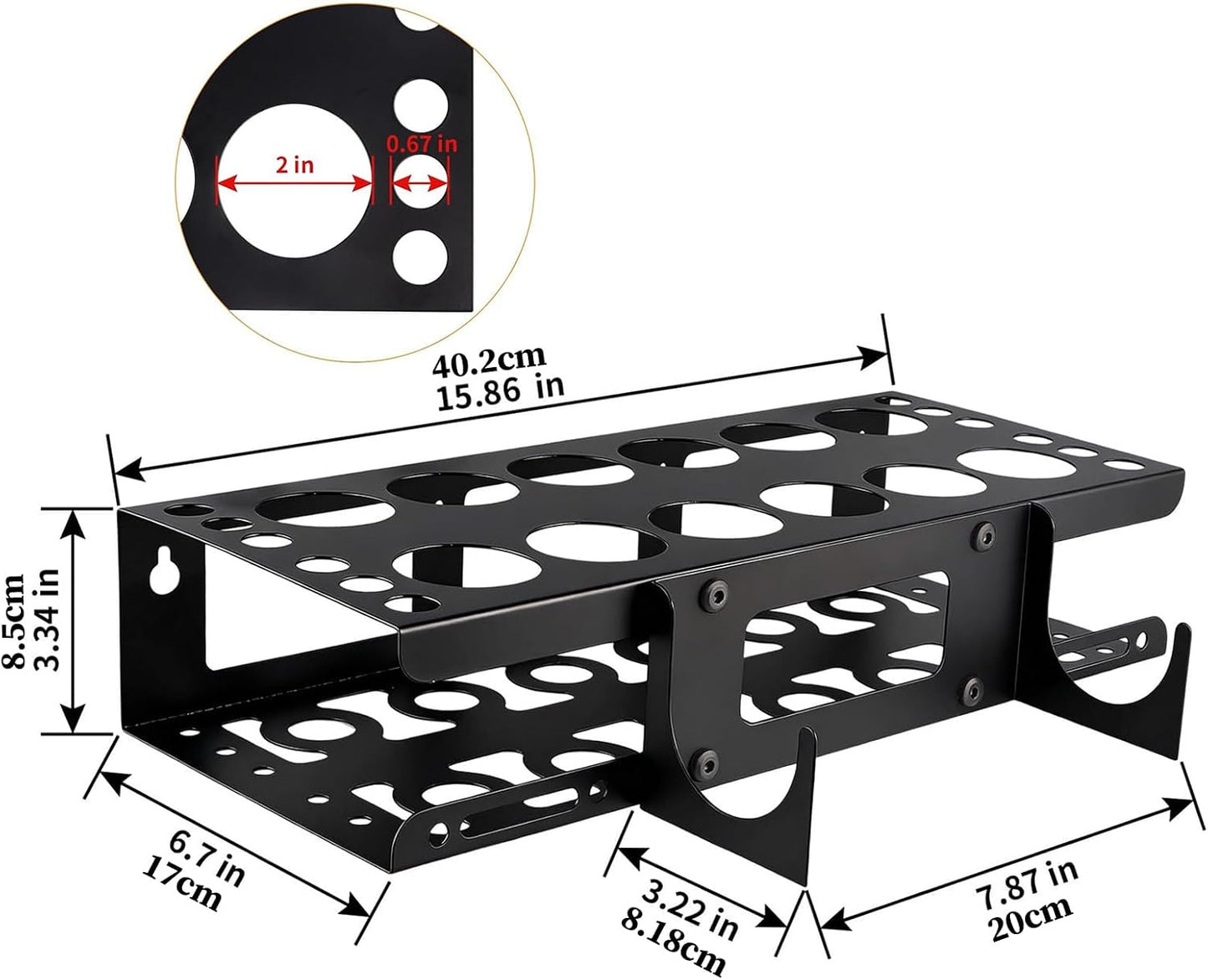  Support De Rangement Mural, Organisateur D'outils à 12 Emplacements, Support De Rangement Mural En Métal Avec Forte Capacité De Charge, Supports D'organisation D'atelier, Suport D'outils Peu