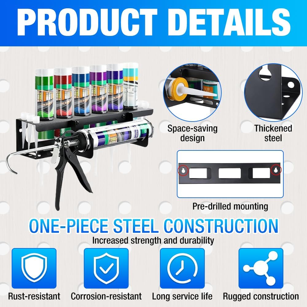  Support De Tube En Silicone, Support Mural Pour Tube à Calfeutrer Et Pistolet à Calfeutrer, Support En Métal En Silicone Pour Camionnette, Accessoires Pouvant Contenir 6 Buses De Calfeutrage Et