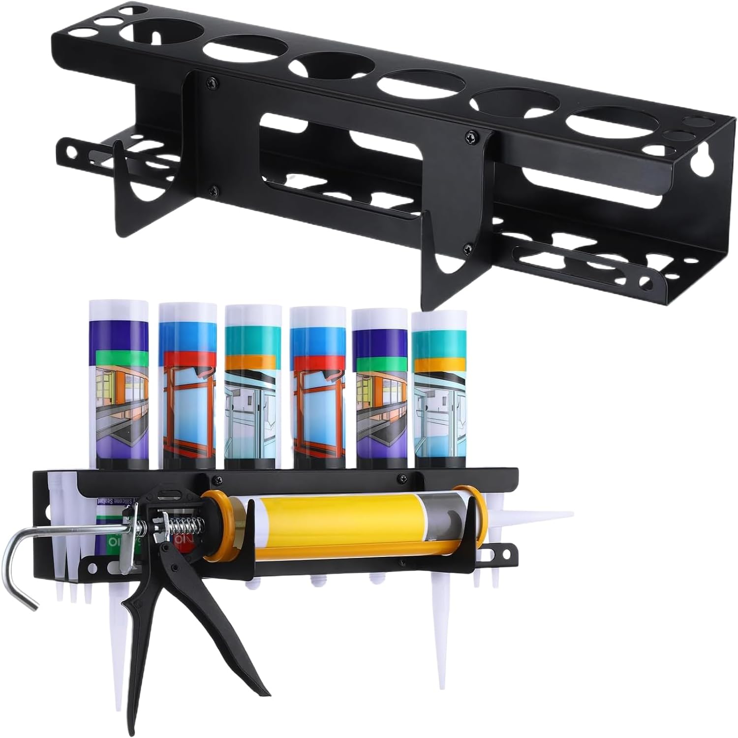 GENERIC Support De Tube De Calfeutrage, Support Mural Robuste, Rangement D'outils Pour Garage, Rénovateurs, Entrepreneurs, Personnel D'entretien, Gestionnaires D'installations