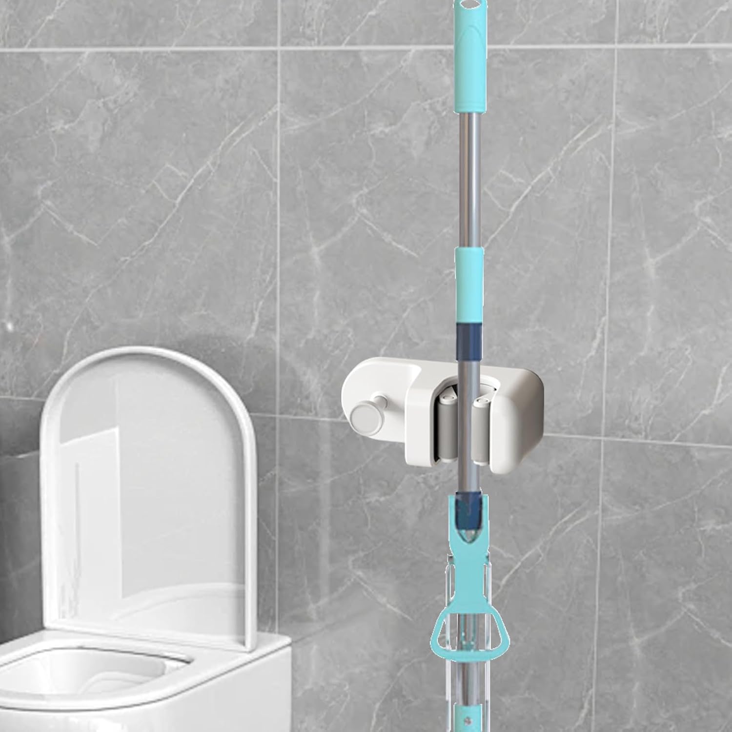 Générique Porte-Balai Mural, Support Adhésif Pour Outils, Porte-Balai Adhésif, Pour Serviette Pelle Brosse Balle De Bain Buanderie Garage Jardin Hôtel