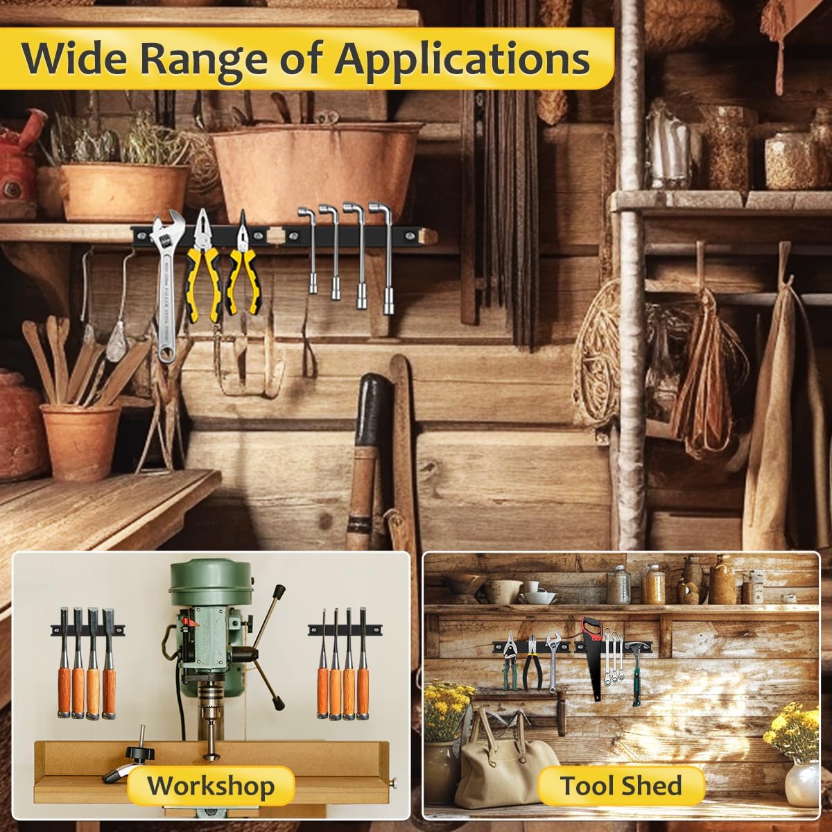  UCINNOVATE Barre Porte-outils Magnétique De 20,3 Cm Pour L'organisation Du Garage