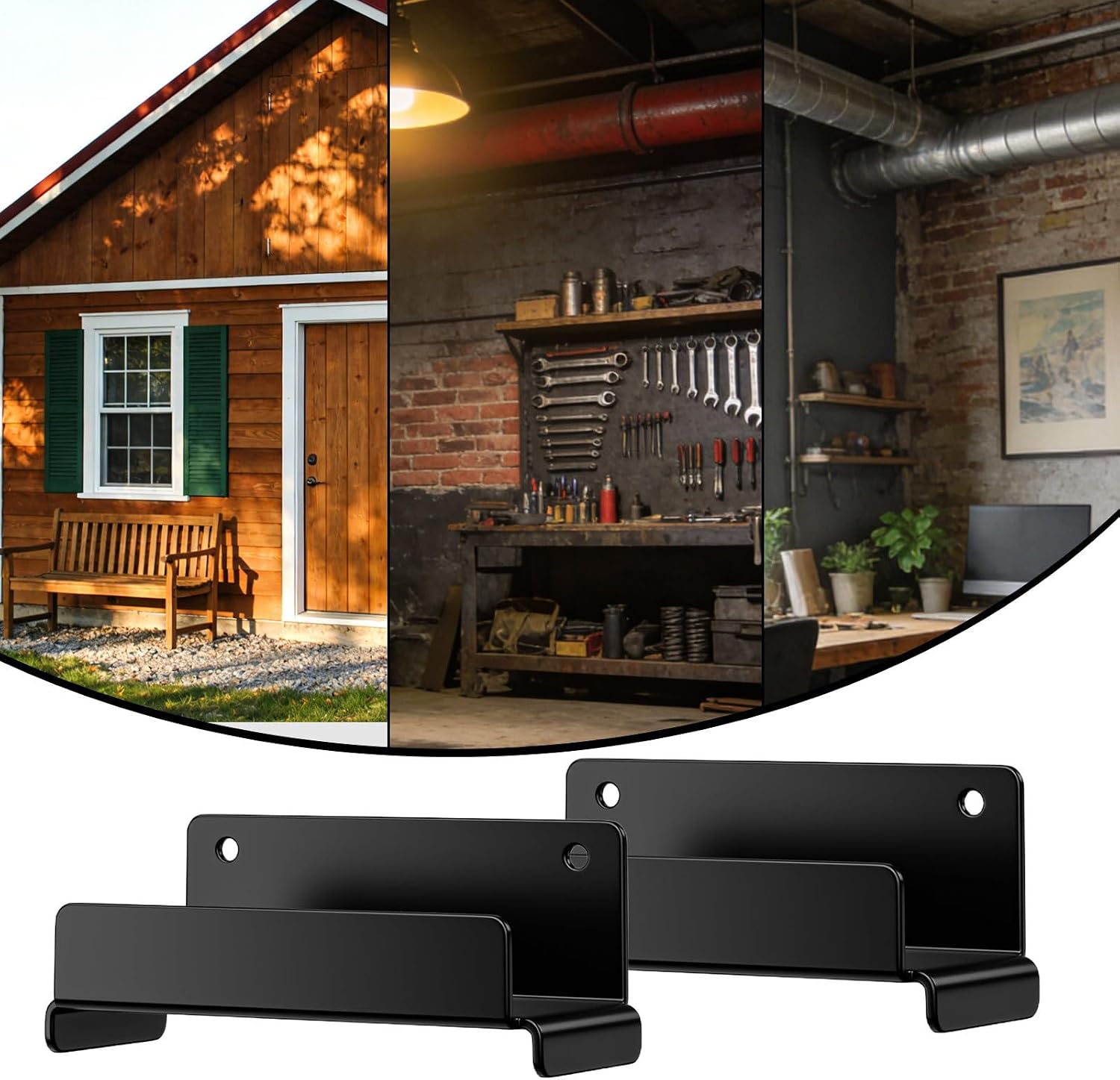  Support Mural D'échelle,avec Vis, Fixation Murale En Acier, Gain De Place | Support En Métal Pour échelle, Rangement Atelier - Pour Béton, Bois, Chaise, Meubles, Outils, Maison, Abri, Atelier,