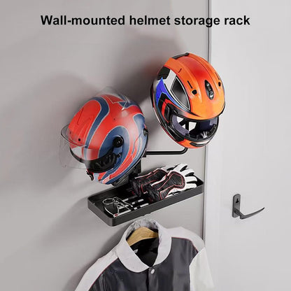  Générique Helmet Wall Mount, Heavy Duty Metal Helmet Holder, 11.81 Inches Garage Storage System Hooks, Riding Gear Display Case For Riders Club, Motorcycle Shop And Man Cave