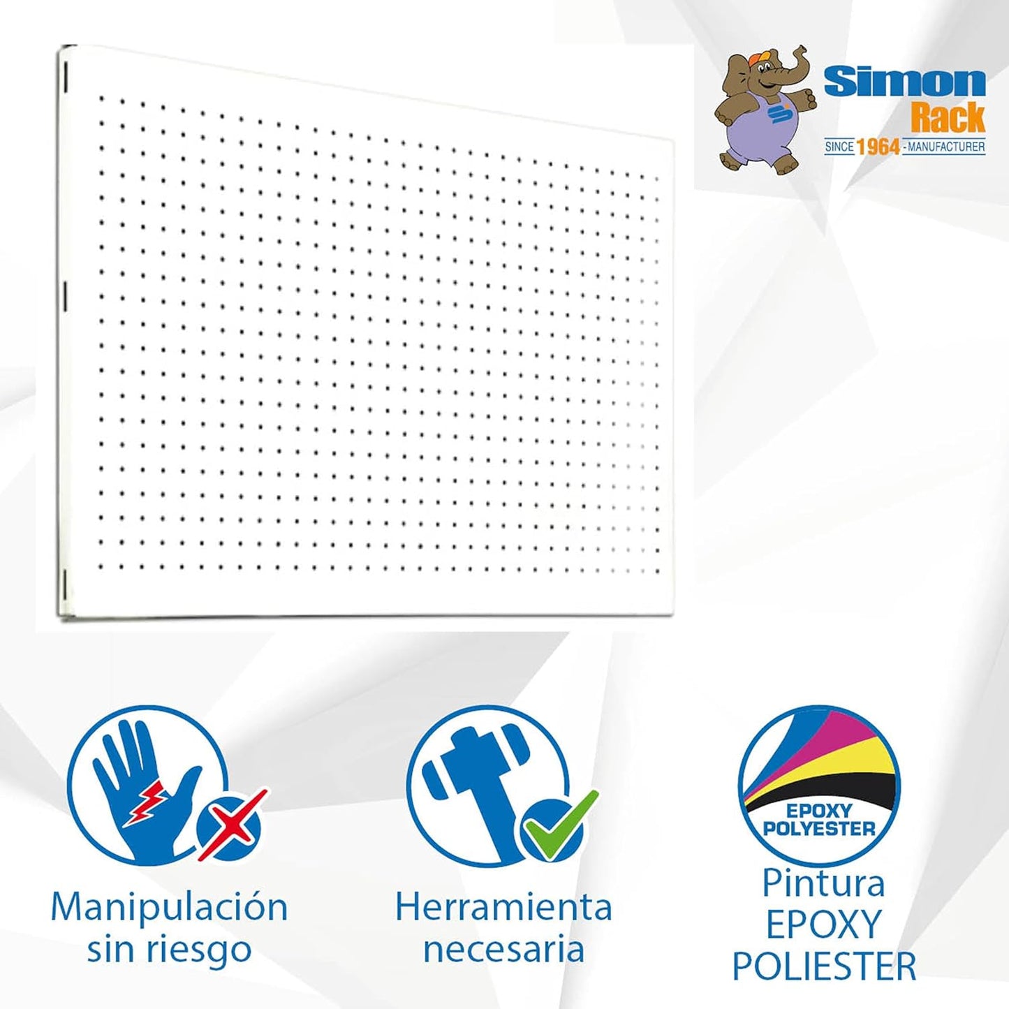  Simon Rack Panneau Mural Perforé Porte Outils, 1200x400 Mm, Blanc - Simonwork