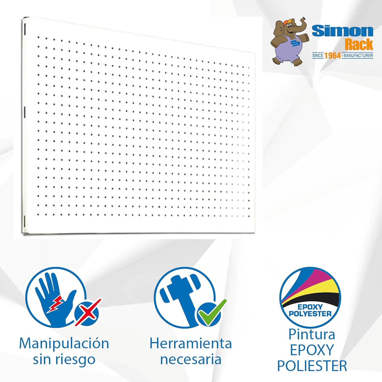 Simon Rack Panneau Mural Perforé Porte Outils, 1200x400 Mm, Blanc - Simonwork