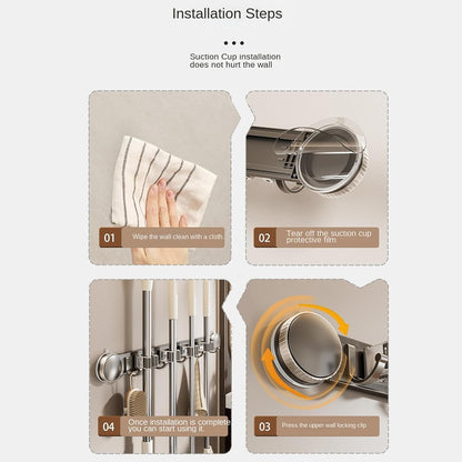  Support Serpillère Mural | Supports À Ventouse Antirouille Haute Résistance,Organisateur Mural Pour Balais Et Rangement,Pour Maison, Bureau, Appartement, Chambre, Salon Et Salle De Bain