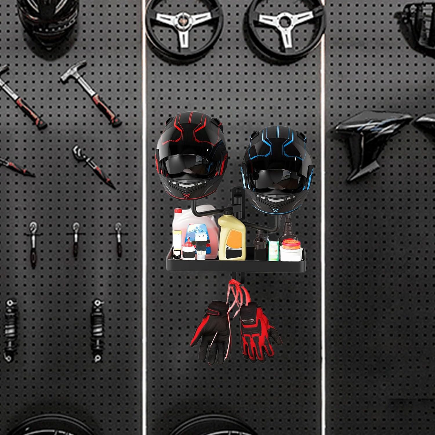  Motorcycle Safety Hat Holder, Motorcycle Safety Hat Stand, Safety Hat Rack Wall Mount, Motorcycle Gear Storage, Helmet And Gloves Holder, Motorcycle Gear Organizer With Wall Mount For Safety Hats