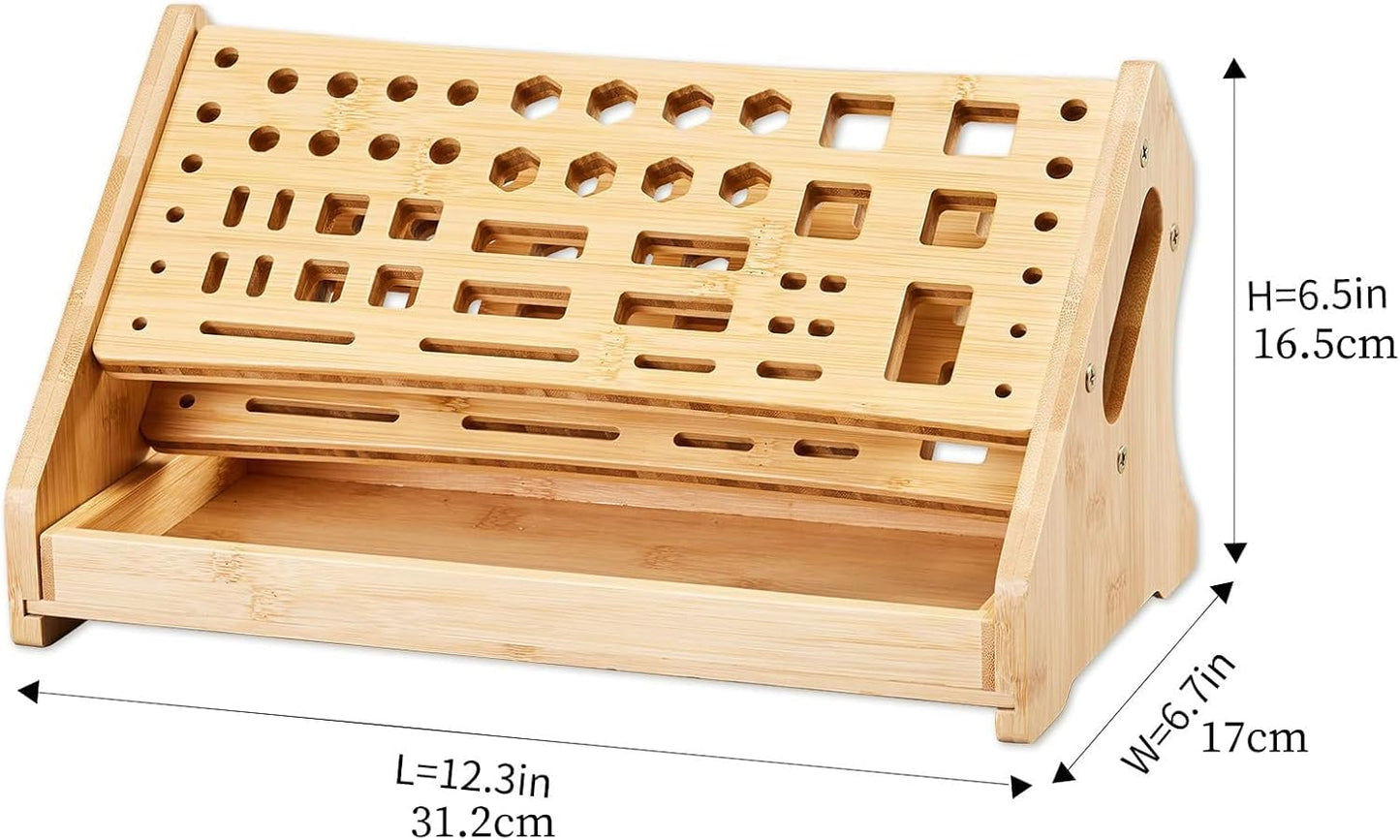  Support à Outils – Support De Tournevis En Bois 53 Trous, Organisateur De Plateau De Rangement, Affichage Compact Pour Outils à Main, Conception Facile D'accès, équipement D'atelier, Pour Garage, Bure