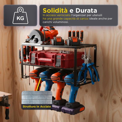  Étagère Murale En Acier Avec 4 Compartiments Et étagères En Grille, Panneau Porte-outils De Travail Peu Encombrant, Pour Garage Et Atelier, Facile à Installer