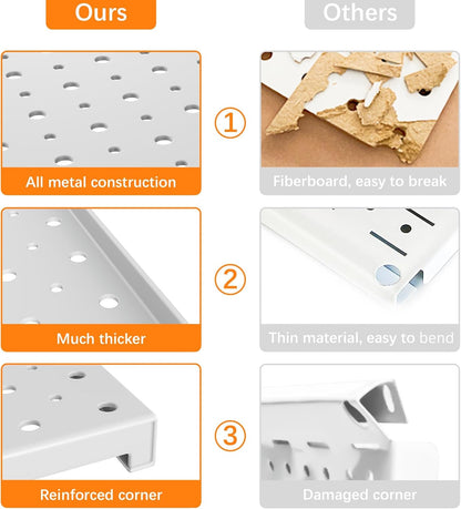  TORACK Panneaux Perforés En Métal Et Crochets Pour Garage, établi, Magasin, Abri De Jardin Avec Trous De 0,3 Cm Et 0,6 Cm, Panneau Perforé Mural Modulaire Avec Crochets Pour Panneau Perforé (gris