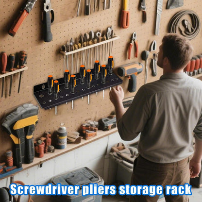  Générique Screw Driver Holders Organizers, Wall Mount Tool Storage Rack, 25 Holes Utility Shelf Easy Access, Small Hand Tools Stand For Garage, Workshop, And Workbench Use