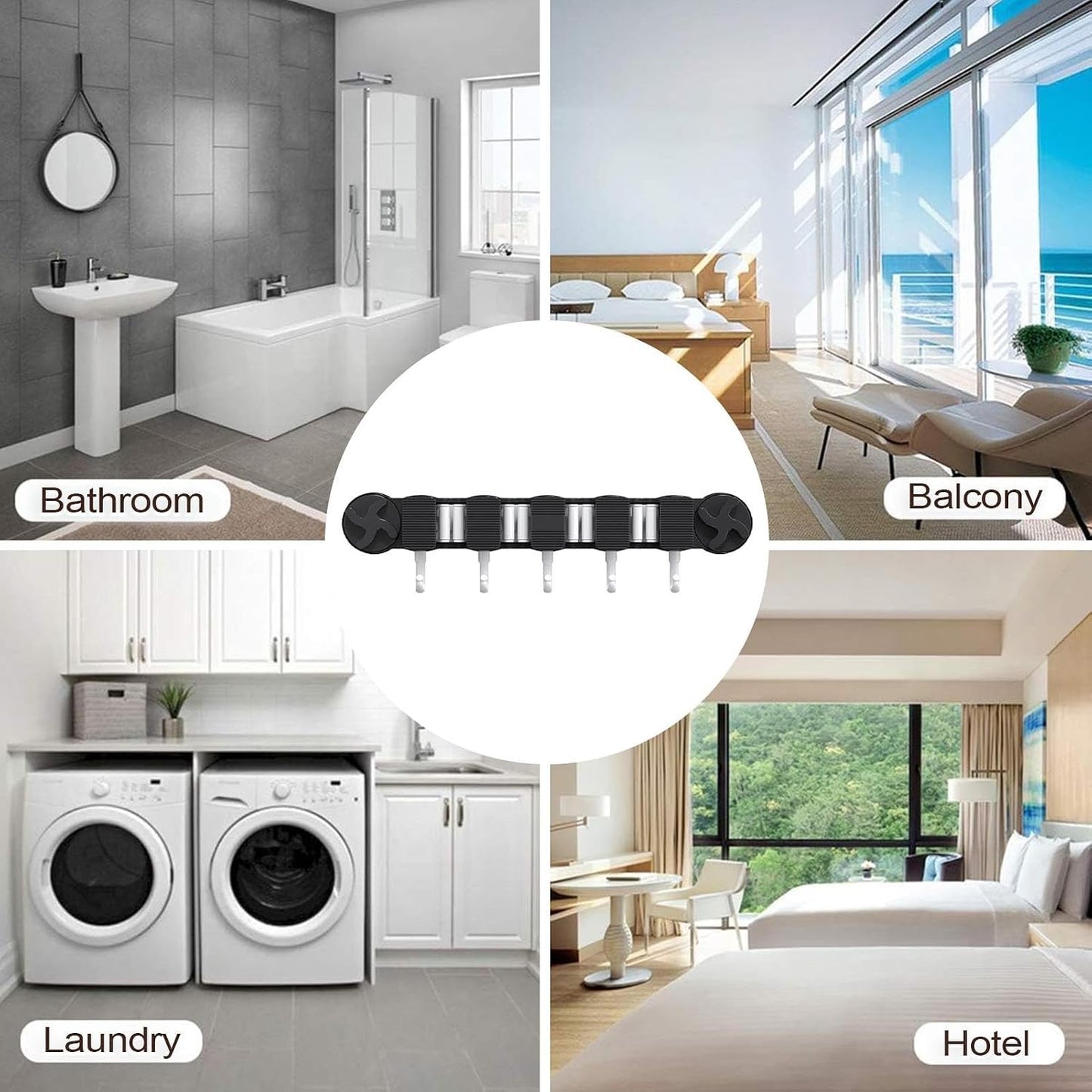  Générique Support Murale Pour Balai, Range-Balai Avec Ventouse Pour Cuisine, Organisateur Gain De Place Pour Outils De Ménage Et Jardin Maison Appartement