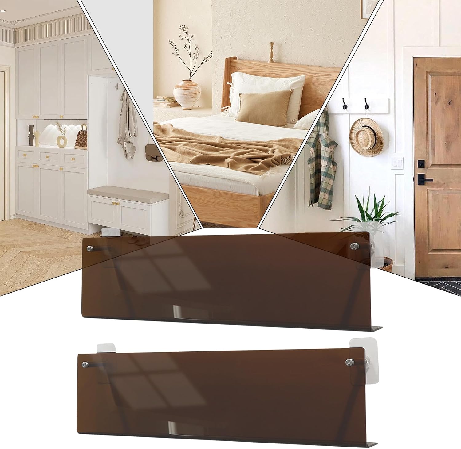 GENERIC Support D'album, étagère Multifonction Adhésive Transparente | Solution De Rangement Sans Perforation Pour Disques, Livres, Cahiers, Journaux | Parfait Pour Le Salon, La Chambre, L'appartement, Les