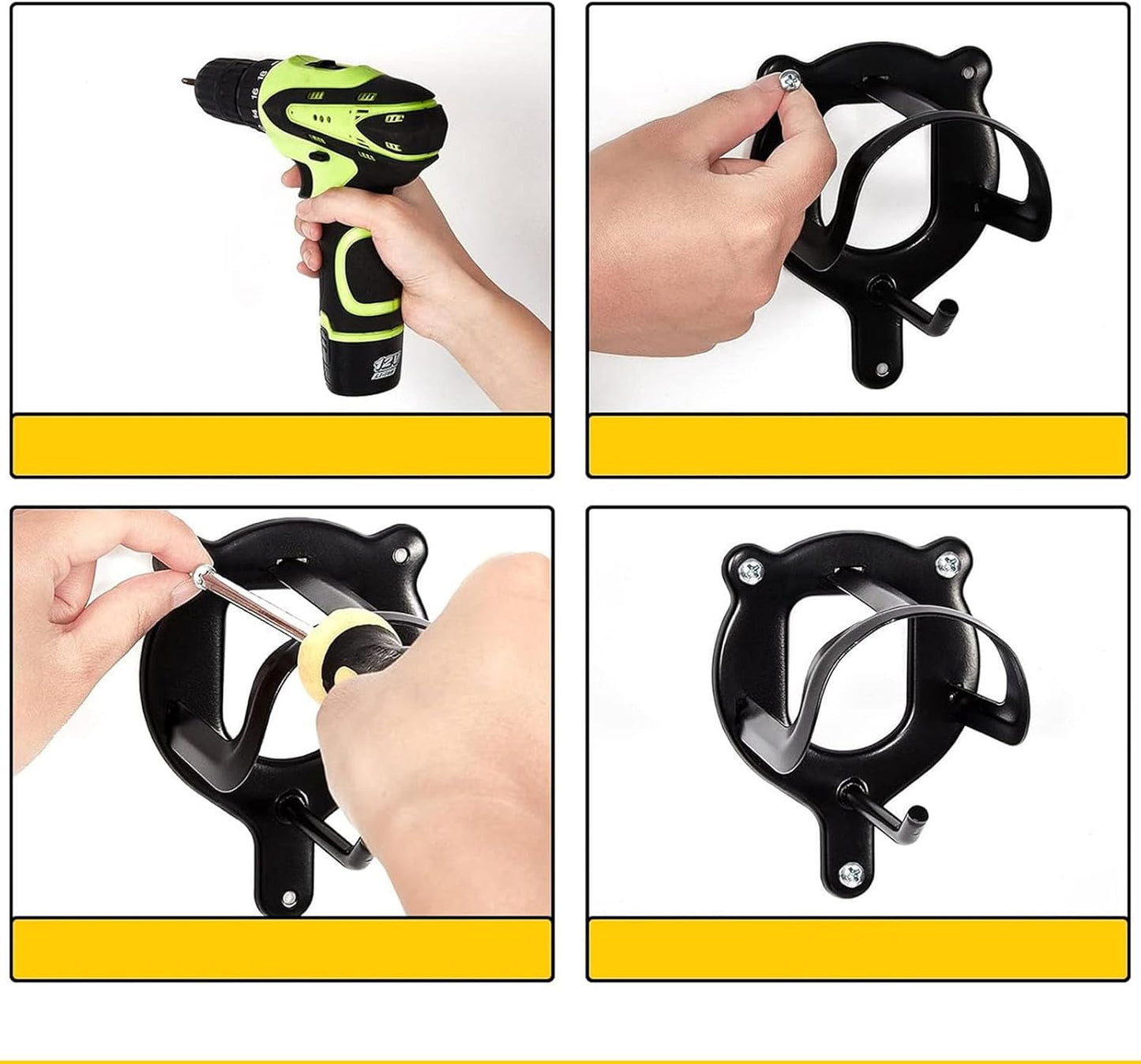 Lot De 12 Attaches En Fer Pour Une Organisation Stable Et Garage Avec Matériel De Montage - Finition Mate Permanente Contre L'oxydation Pour Un Rangement Flexible - Fixations D'entrée - Matériel De