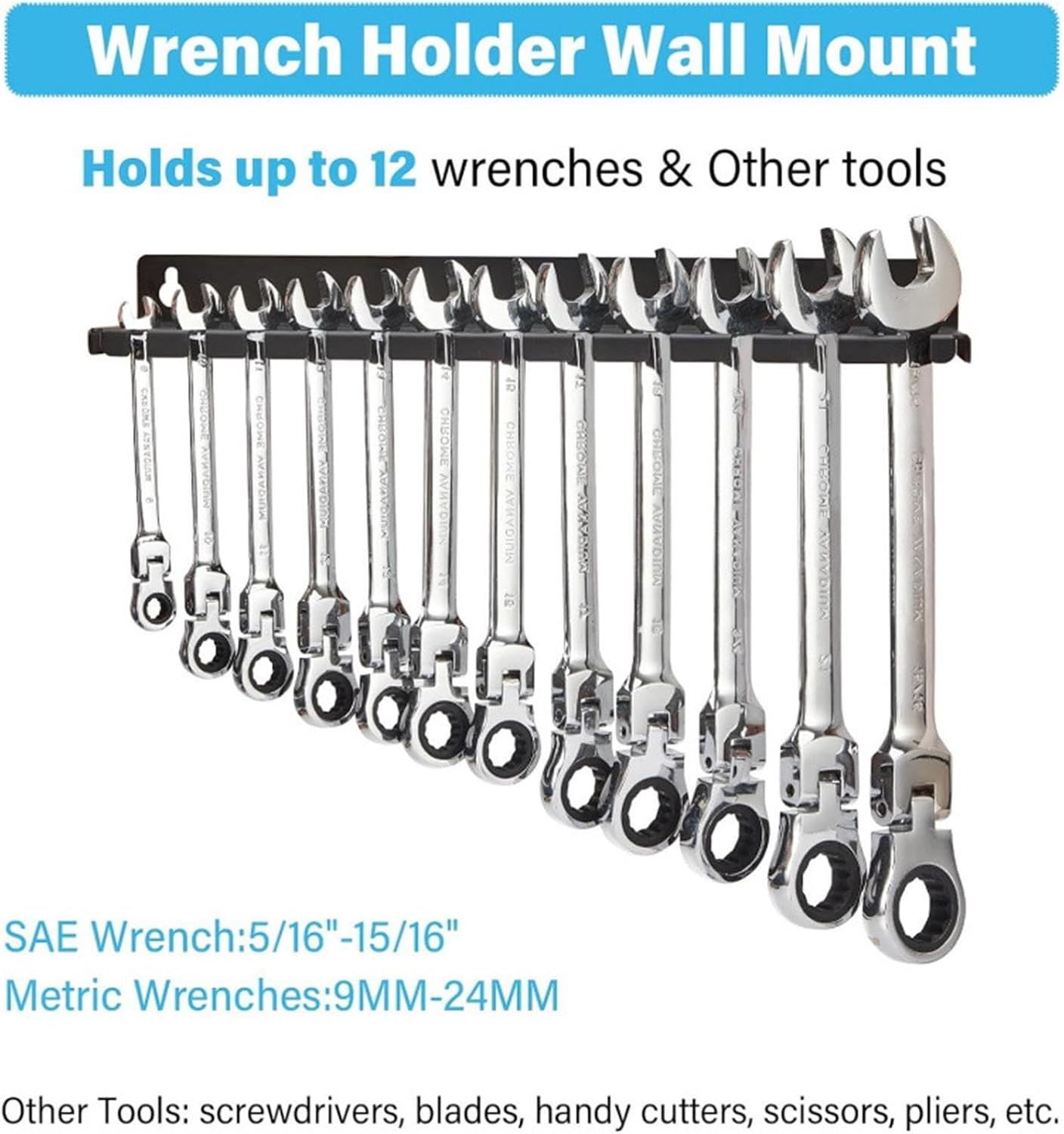  Supports Et Organiseurs Muraux De Clés,Stockage D'Outils Grande Capacité - Support Mural Pour Clés | Pour Tournevis Hexagonaux Cliquet Cutter Ciseaux Maison Garage Atelier Espace Travail Coin