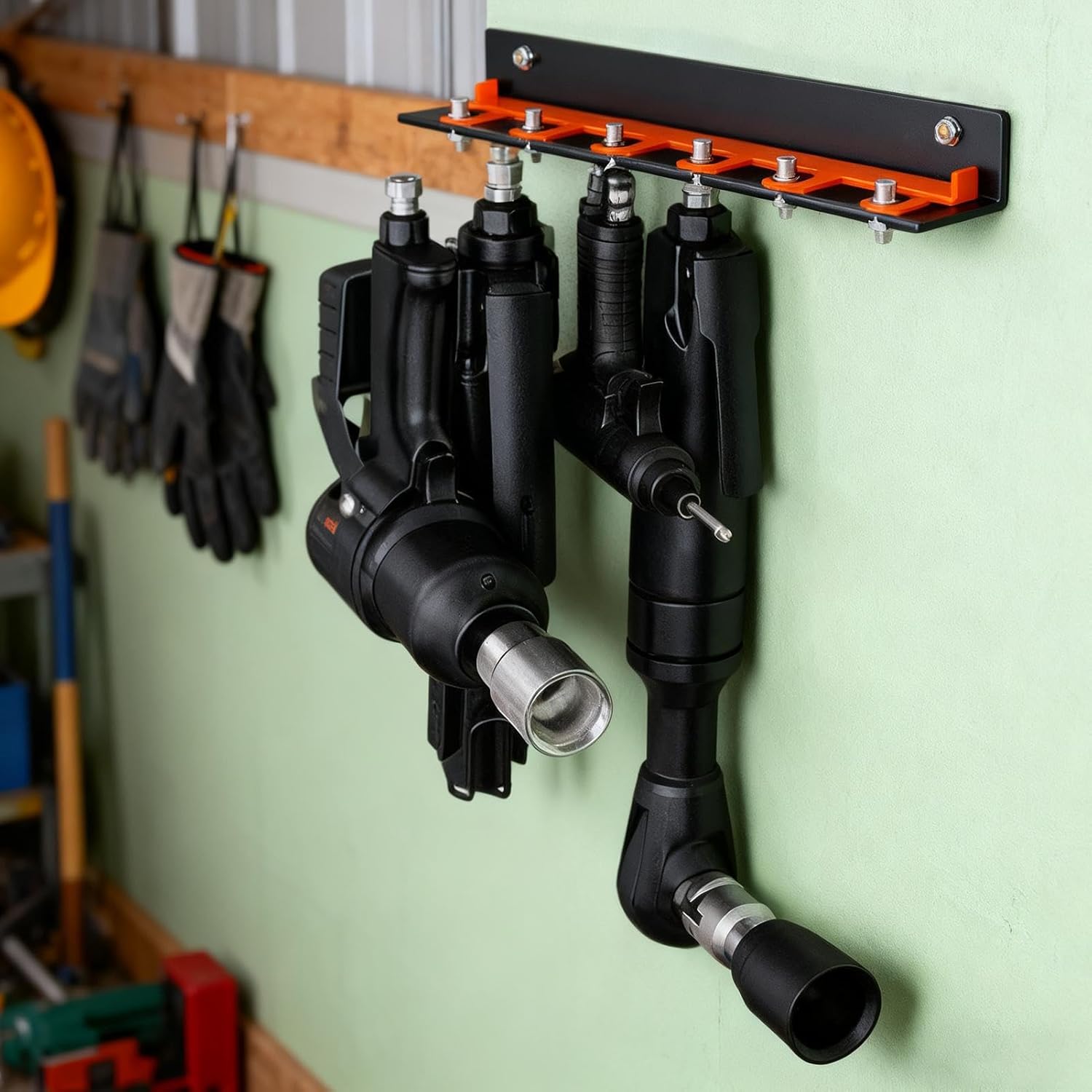 Genérico Organisateur D'outils Pneumatiques | Étagère Murale Avec 5 Fentes Pour Stockage, Crochet Pour Outils électriques, Perceuse, Tournevis, Meuleuse, Appareils électriques, Atelier