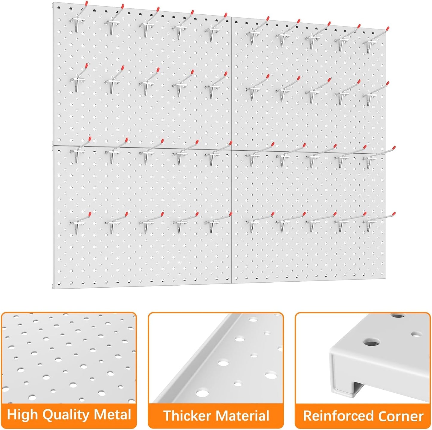  TORACK Panneaux Perforés En Métal Et Crochets Pour Garage, établi, Magasin, Abri De Jardin Avec Trous De 0,3 Cm Et 0,6 Cm, Panneau Perforé Mural Modulaire Avec Crochets Pour Panneau Perforé (gris