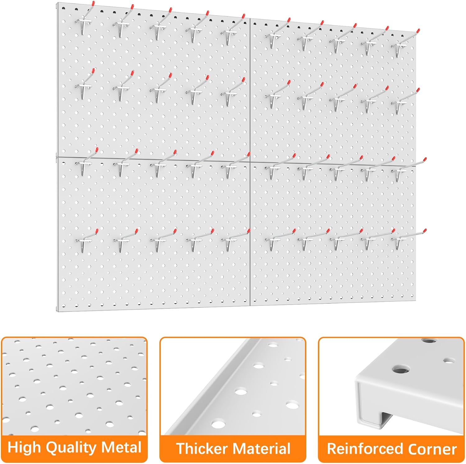  TORACK Panneaux Perforés En Métal Et Crochets Pour Garage, établi, Magasin, Abri De Jardin Avec Trous De 0,3 Cm Et 0,6 Cm, Panneau Perforé Mural Modulaire Avec Crochets Pour Panneau Perforé (gris
