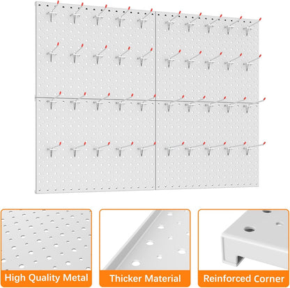  TORACK Panneaux Perforés En Métal Et Crochets Pour Garage, établi, Magasin, Abri De Jardin Avec Trous De 0,3 Cm Et 0,6 Cm, Panneau Perforé Mural Modulaire Avec Crochets Pour Panneau Perforé (gris