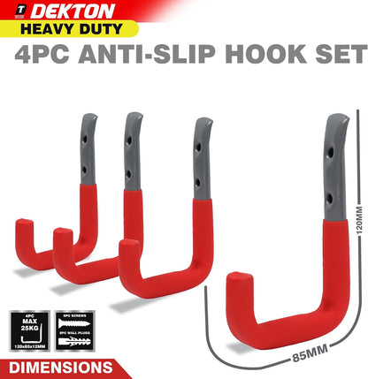  DEKTON Lot De 4 Crochets Muraux à Usage Général De 12 Cm X 8,5 Cm – Capacité Maximale De 25 Kg | Idéal Pour Accrocher Des Outils, Manteaux, Sacs, Et Plus Encore | Construction En Métal Durable Et