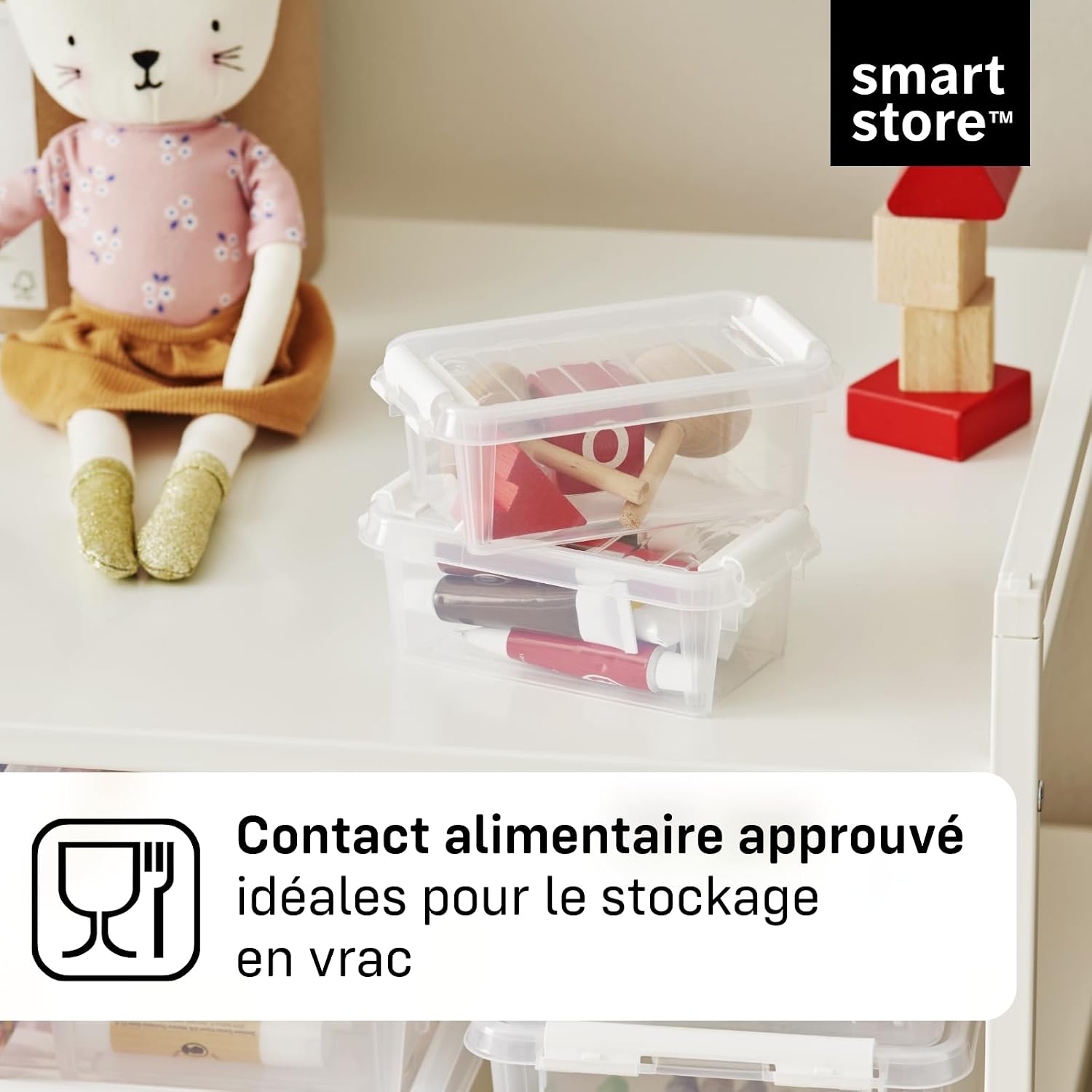  SmartStore - 10x Petite Boîte De Rangement Plastique Avec Couvercle 0,3L (15x9x6cm) | Empilable Et De Qualité Alimentaire | Boîte Plastique Avec Couvercle & Coins Renforcés | Garantie 10 Ans