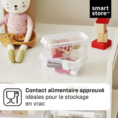  SmartStore - 10x Petite Boîte De Rangement Plastique Avec Couvercle 0,3L (15x9x6cm) | Empilable Et De Qualité Alimentaire | Boîte Plastique Avec Couvercle & Coins Renforcés | Garantie 10 Ans