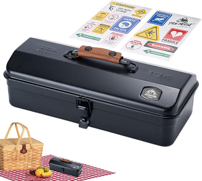  Boîte De Rangement En Métal Portable Portable, étui à Outils En Fer De Camping, Organisateur De Toit De Hanche, Poignée De Transport Robuste, Autocollants Bonus Inclus, Parfait Pour L'extérieur, L'équ