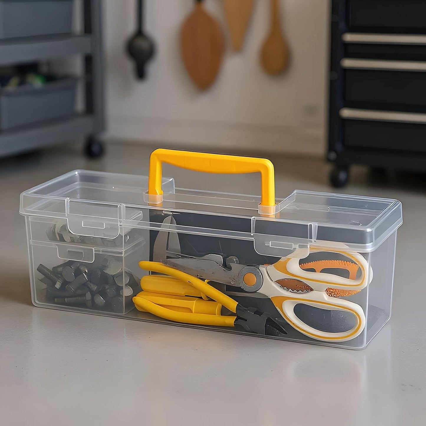  Organisateur De Petite Boîte à Outils | Organisateur De Composants,Boîte De Stockage Compartimentée Transparente Pour Marqueurs Pinces Clés Écrous Électronique Perles Loisirs Créatifs