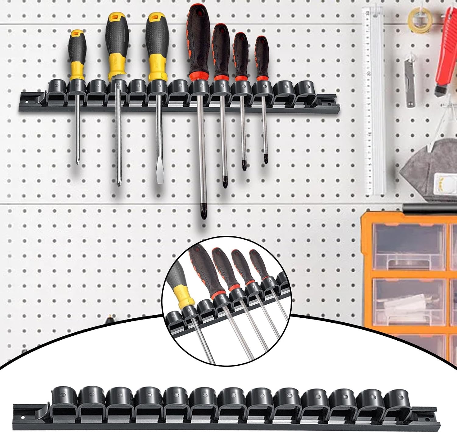  Organisateur De Tournevis Mural, Porte-outils D'atelier | Support De Tournevis D'atelier Ergonomique,Support De Stockage D'outils à Main, Présentoir De Clés Pour étaux De Tournevis