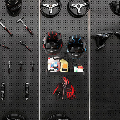  Motorcycle Safety Holder, Wall Mounted Helmet Rack Stand, 39.6/20.6/15.9 Inches, Hat Coat Organizer, Storage Design For Garage And Entryway Motorcycles Gear Display, Black