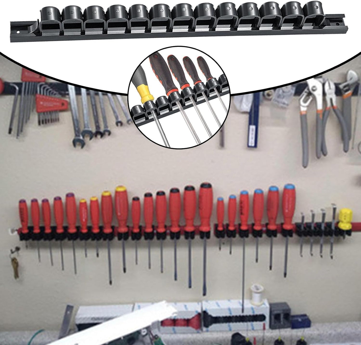  Organisateur De Tournevis Mural, Porte-outils D'atelier | Support De Tournevis D'atelier Ergonomique,Support De Stockage D'outils à Main, Présentoir De Clés Pour étaux De Tournevis