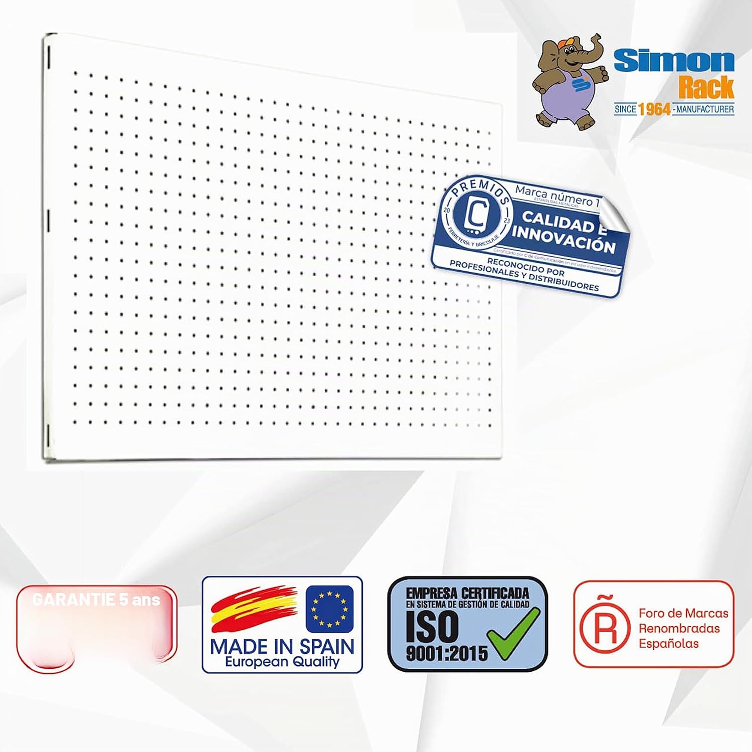  Simon Rack Panneau Mural Perforé Porte Outils, 1200x400 Mm, Blanc - Simonwork